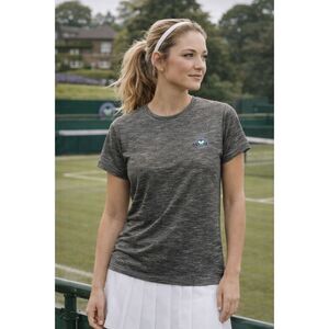 Wimbledon Gray Heathered Tennis T Shirt Tee Top   Women's Size Small